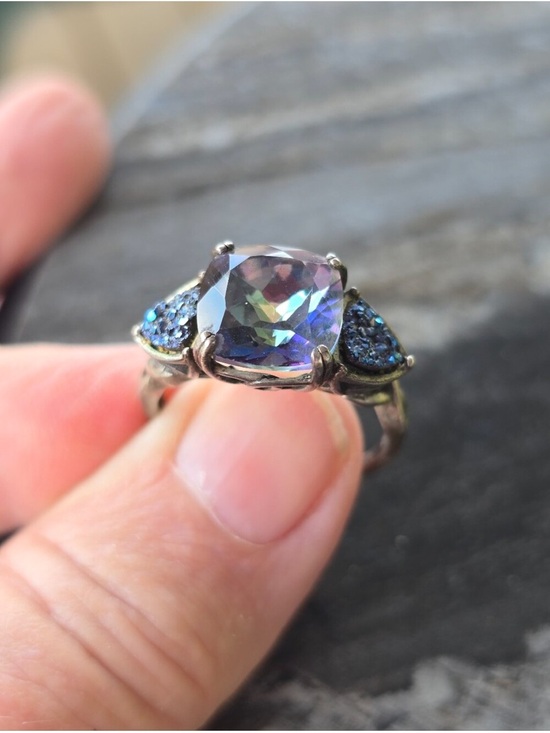 Jewelry - Mystic Topaz Cushion Cocktail Ring in Blue-Purple